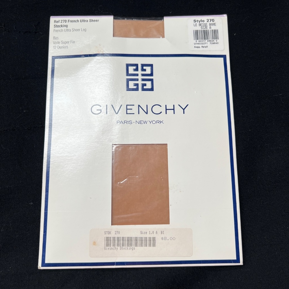 Vintage Givenchy Stockings French Ultra Sheer Size A Beige 12 Deniers NOS